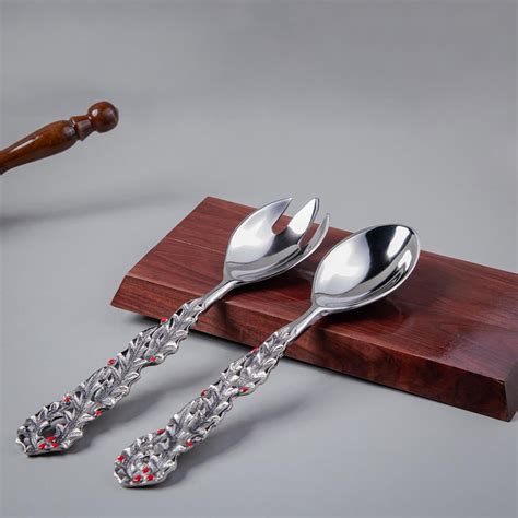 Designer Leaf Handle Salad Server Online | Stylish Spoon & Fork