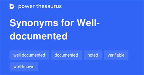 Well-documented synonyms - 139 Words and Phrases for Well-documented