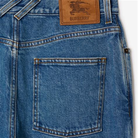 Mid-rise Straight Jeans in Mid blue - Women, Cotton | Burberry® Official