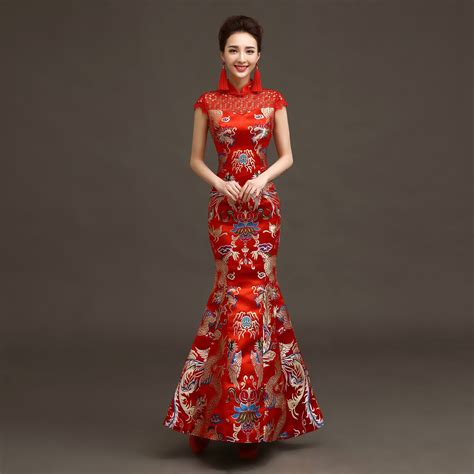 Retro Chinese Brocade Long Cheongsam Luxury Embroidery Women Slim ...