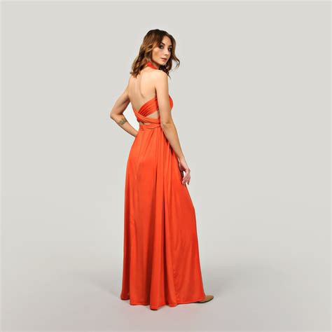 Burnt Orange Maxi Bridesmaid Dress Prom Dress Infinity - Etsy