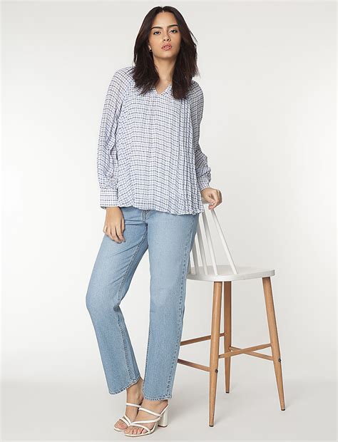 Buy V-Neck Checked Blouse at Marks & Spencer