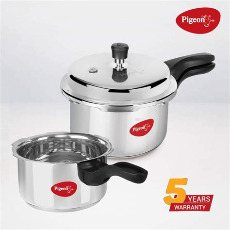 Pigeon Stainless Steel Pressure Cooker Combo with Induction Base, Outer ...