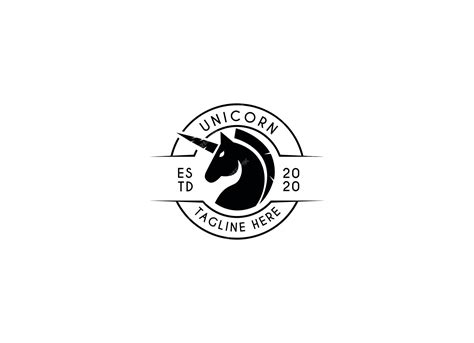 Premium Vector | Black Silhouette of unicorn logo design Unicorn Logo