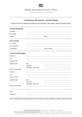 Fillable Online Comprehensive ART Insurance Quotation Request Fax Email ...