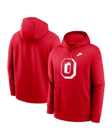 Nike Ohio State Buckeyes Legacy Logo Club Fleece Pullover Hoodie in Red ...
