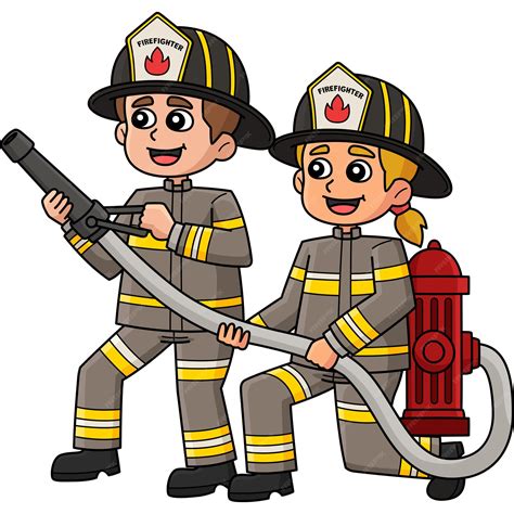 Premium Vector | Firefighters with a Fire Hydrant Cartoon Clipart