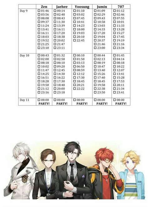 Schedule of MM | Mystic messenger chat times, Mystic messenger, Mystic ...