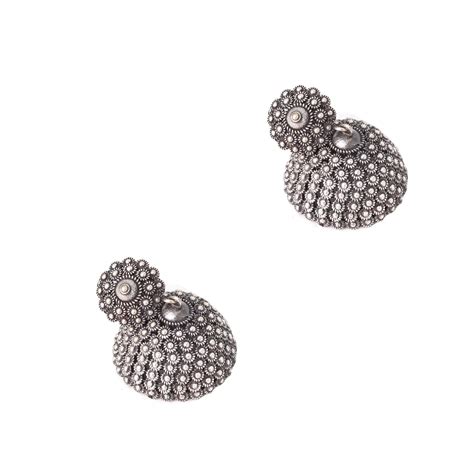 Buy Teejh Metallic Antique Silver Jhumki For Women Online