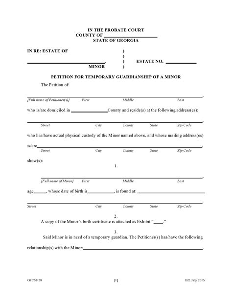 Free Printable Temporary Guardianship Form