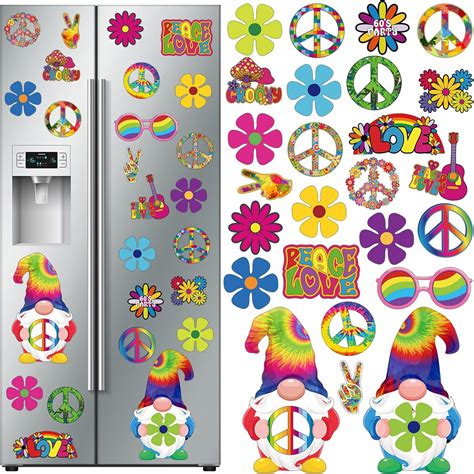 Amazon.com: 25 Pieces Car Magnet Decorations 60s Hippie Theme Party ...