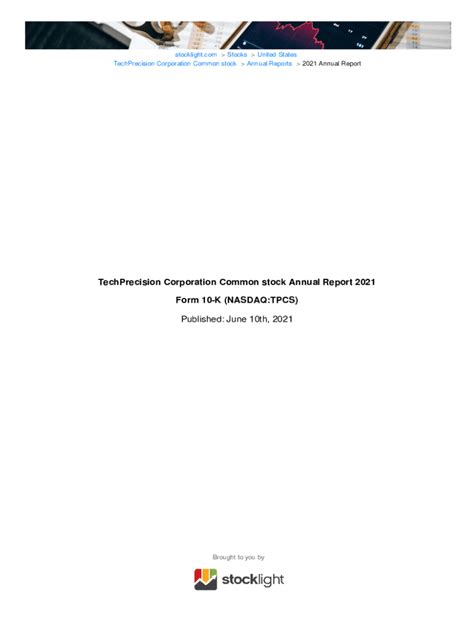Fillable Online Techprecision Corporation Common Stock Annual Report ...