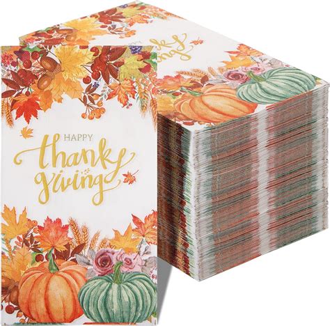 Amazon.com: Supernal 100pcs Thanksgiving Napkins Paper,3ply Disposable ...