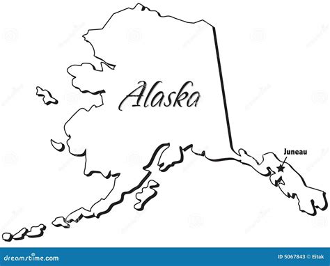 Alaska State Map Outline Sketch Coloring Page