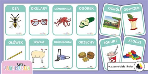 Literuś O | Fiszki z wyrazami z literą O | Karty obrazkowe