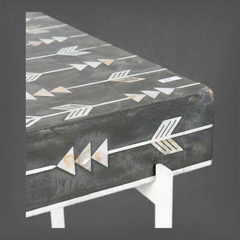 Arrow Mother Of Pearl Inlay Side Table Grey – Luxury Handicrafts