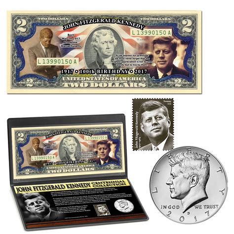 JFK Centennial Colorized Coin & Currency