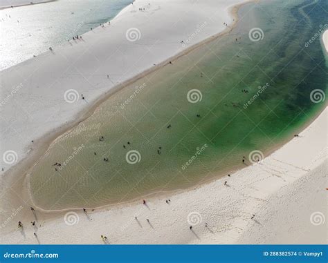Aerial View of Lencois Maranhenses. White Sand Dunes with Pools of ...