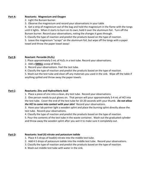 Image result for Types of Chemical Reactions Lab