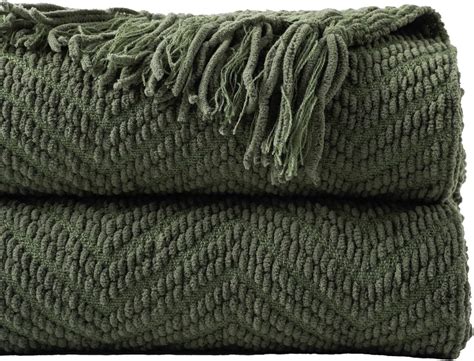 BATTILO HOME Olive Green Throw Blanket for Couch, Knit Throw Blanket ...