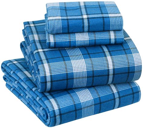 Sleepdown Twin XL Sheets, 100% Cotton Flannel Bed Sheets Set with Deep ...