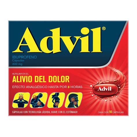 Analgésico Advil 400 mg Dolores Moderados a Fuertes Caja con 10 cápsulas