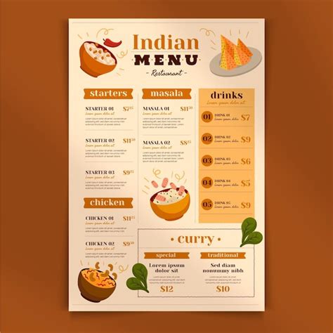 Traditional indian menu template | Free Vector