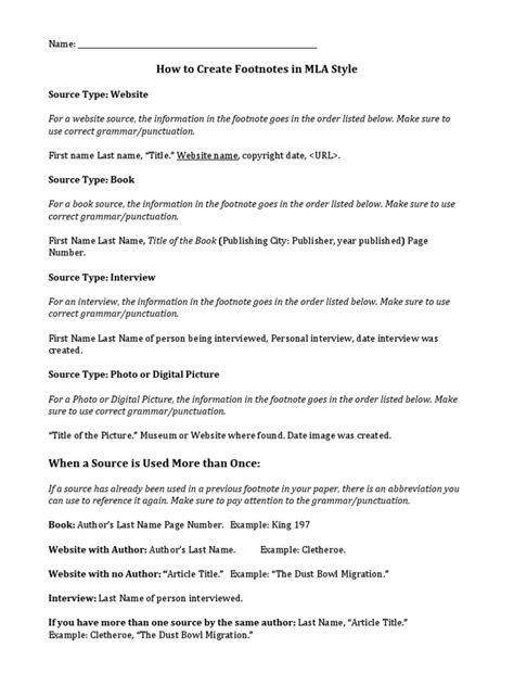 Citing in Text Using Footnotes MLA Format 的图像结果