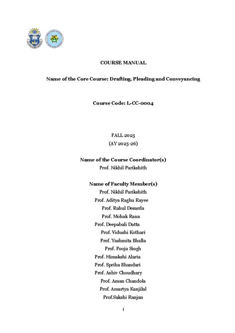 Final Course Manual: Drafting, Pleading & Conveyancing (FALL 2025 ...