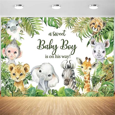 Amazon.com : 7x5ft Safari Baby Shower Backdrop A Sweet Baby Boy is on ...