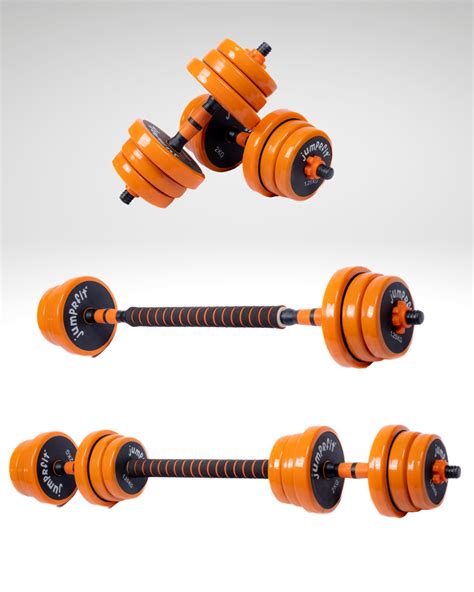 Jumprfit Adjustable Dumbbell and barbell Set - 20 kg (Orange)