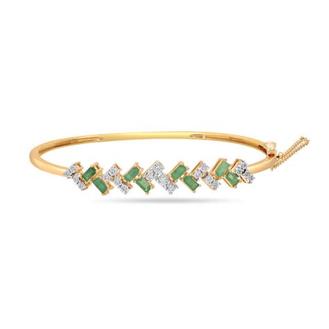 14KT Yellow Fold Radiant Splendour Emerald Bangle