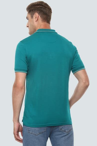 Buy Men Green Solid Polo Neck T-shirt Online - 556138 | Louis Philippe