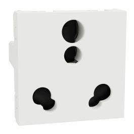 Socket Outlet, Miluz Zeta, 6/16A, 3 Pin, 2P+E, With Shutter, 2 Module ...