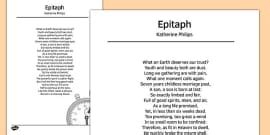 Epitaph by Katherine Philips Poem PowerPoint (teacher made)