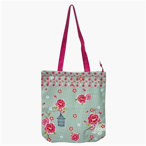 Buy PINAKEN Bird Cage Blue Printed Tote Bag from Pinaken at just INR 649.0
