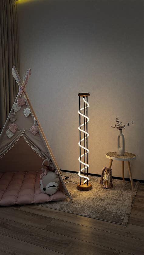 Wooden Floor Lamp for Kids Room,warm Light Floor Lamp Stand,industrial ...