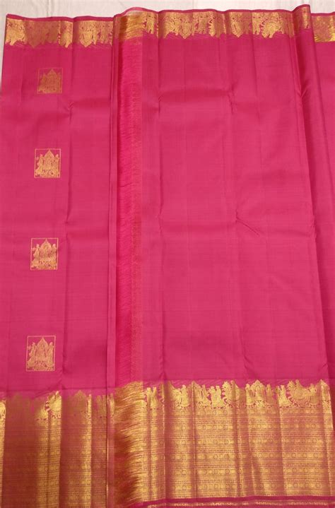 Gajri Pink Kanjivaram Silks in Classical colour combination with Golde ...