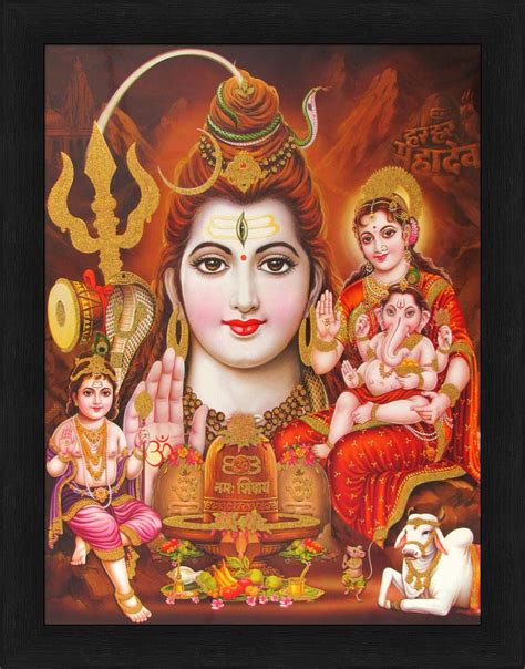Buy Avercart Lord Shiva with Parvati Ganesh and Kartikey Poster 12x16 ...
