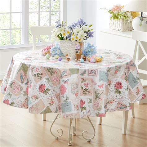 Amazon.com: Newbridge Vinyl Round Tablecloth, 70 Inch, Bella Spring ...