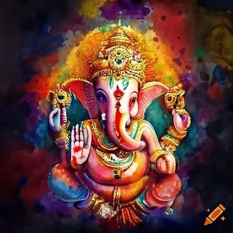 Watercolor of hindu deity ganesh on Craiyon