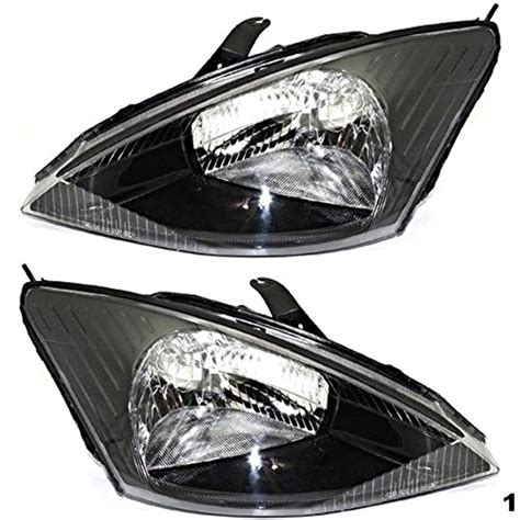 Fits 00-04 Focus Left & Right Halogen Headlamp Assemblies w/Black ...