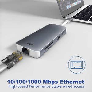 EKSA 8 in 1 Multiport USB Type C with Ethernet Adapter, 4K HDMI Output ...