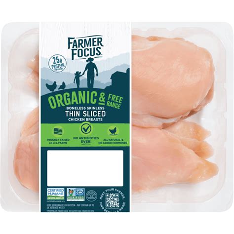 Farmer Focus Organic & Free Range Boneless Skinless Thin Sliced Chicken ...
