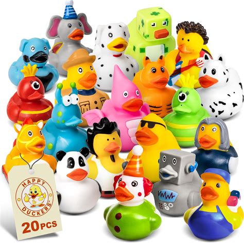 Amazon.com: Happy Duckers Rubber Ducks - 20 Piece Bulk Pack for Bath ...