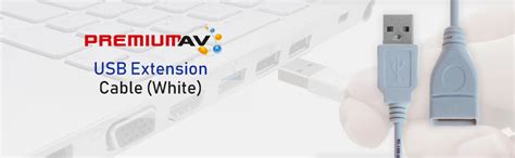 PremiumAV USB 2.0 Extension Moulded 3 Meter White Cable Type A Female ...