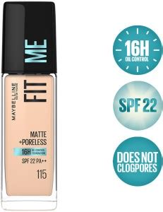 MAYBELLINE NEW YORK Fit Me Matte+Poreless Liquid Foundation (With Pump ...