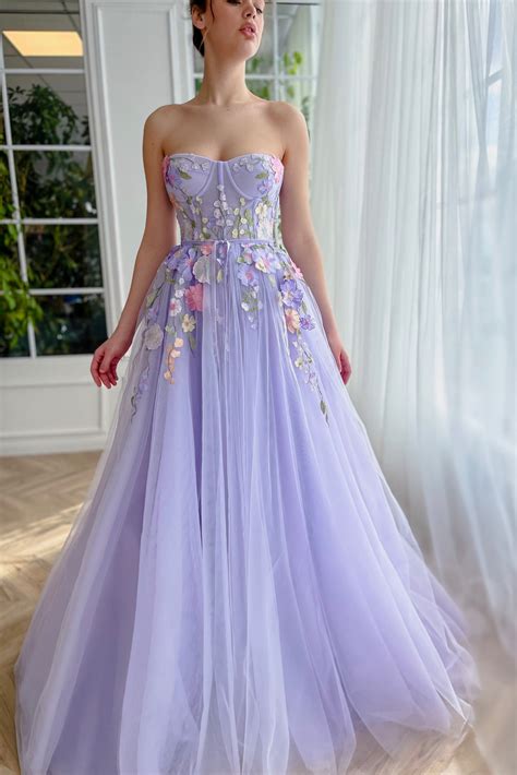 Lavender Floral Gown | Teuta Matoshi