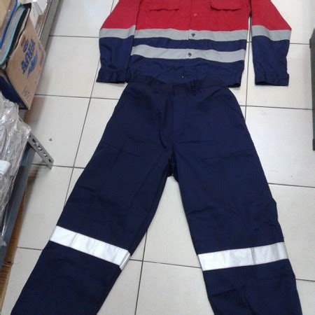 Jual Setelan seragam baju kerja+celana safety Kombinasi merah-biru ...