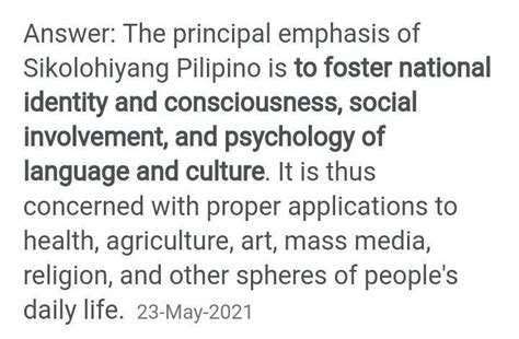 As a student how would you apply or use sikolohiyang pilipino for the ...